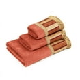 thumbnail image 5 of Sherry Kline  Queue Coral 3-piece Decorative Towel Set, Jacquard Fabric Band, brush fringe trim 1 Bath Hand & Tip Towel Red, 5 of 5