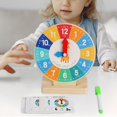 thumbnail image 1 of Juguete sensorial Reloj de madera Juguete Regalo educativo Habilidades motoras Decir la hora Enseñar Relojes Montessori Juguete para actividades manual Baoblaze aprender reloj, 1 of 8