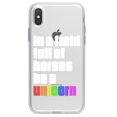 thumbnail image 1 of DistinctInk Clear Shockproof Hybrid Case for iPhone X / XS (5.8" Screen) - TPU Bumper Acrylic Back Tempered Glass Screen Protector - In a Field Full of Horses Be a Unicorn, 1 of 5