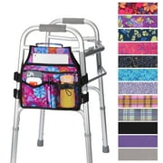 SupreGear Side Mount Walker Bag, Waterproof Folding Walker Organizer Pouch with Cup Holder, Double-Sided Storage, Purple