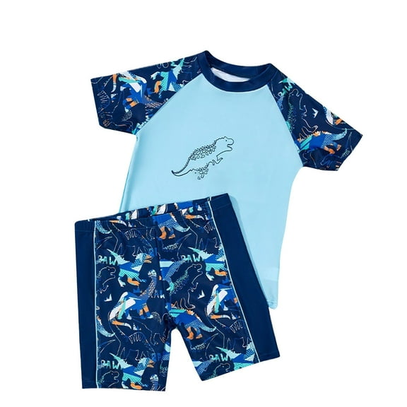 Mercatoo MercatooBoys Rash Guard Swimsuit Dinosaur Print Short Sleeve Shorts Bathing Suit Toddler Boys Summer Beach Rashguard Set