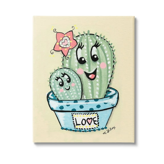 Stupell Industries Happy Cactus Plants Botanical & Floral Painting Gallery Wrapped Canvas Art Print Wall Art, 16 x 20