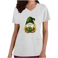 thumbnail image 3 of lcziwo Womens Loose Fit V Neck Scrubs Tops with Pockets St Patricks Day Shamrock Heart Graphic Tees Shirts Holiday Short Sleeve T-Shirt White XXL on Sale Clearance, 3 of 5