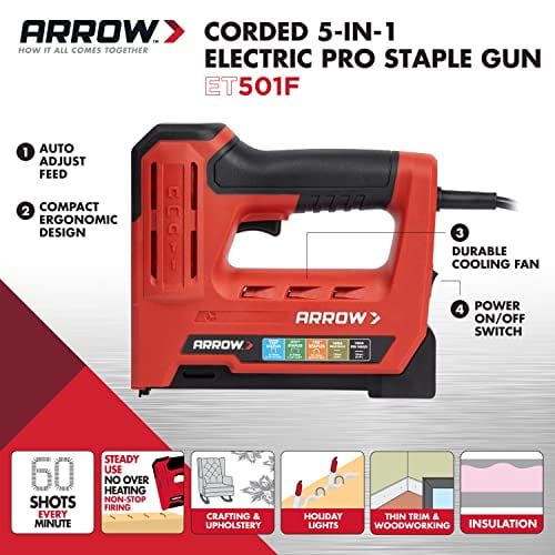 Arrow ET501F Corded 5 in 1 Professional Electric Staple and Nail