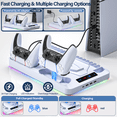 thumbnail image 3 of PS5 Cooling Stand,PS5/PS5 Slim Stand and Cooling Station,Dual Controller Charger, Cooling Fan, Headset Holder, 3 USB Hub, White, 3 of 8