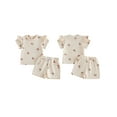 thumbnail image 3 of Toddler Girl Summer Outfits Cherry Print Crew Neck Short Sleeve Tops Elastic Waist Shorts 2Pcs Clothes Set, 3 of 9