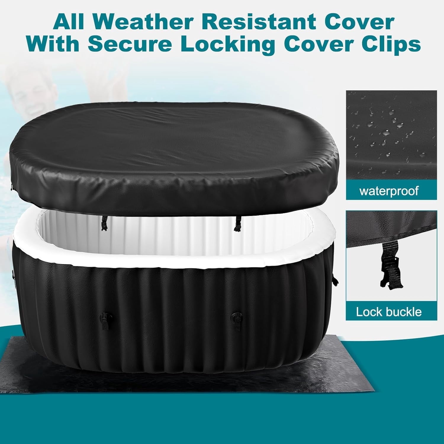 Lilypelle Inflatable Hot Tub, 72” X 47” X 25” Portable Blow Up Hot Tub for 2 Adults, Outdoor Spa with 110 Bubble Jets and Built in Heater Pump, Filter