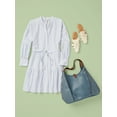 thumbnail image 2 of Free Assembly Women's Tiered Mini Shirt Dress with Long Sleeves, Sizes XS-XXL, 2 of 8