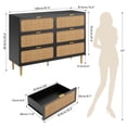 thumbnail image 2 of Huloretions Dresser for Bedroom Dresser TV Stand with 6 Storage Drawers,Rattan Dresser Chest of Drawers for Closet Organizer Clothes,Large Modern Double Dresser for Closet with Wide Top for Home, 2 of 9