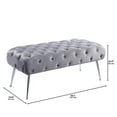 thumbnail image 3 of Bria Velvet Tufted Bench Grey, 3 of 4