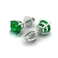 thumbnail image 2 of 3 ct Screw-Back Stud Earrings for Women | 7.5mm Round Cut Simulated Emerald | 18K White Gold, 2 of 5