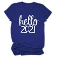 thumbnail image 1 of Hauts d'Été pour Femmes Grande Taille Hauts pour Femmes 2021 Col Rond Manches Courtes T-Shirt à Imprimé de Lettres Blouse Décontractée Basique T-Shirt à Col en V Femme en Liquidation, 1 of 2