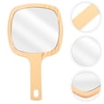 thumbnail image 2 of Miangastore 1Pc Wooden Handle Makeup Mirror Creative Cosmetic Mirror Handheld Makeup Mirror, 2 of 8