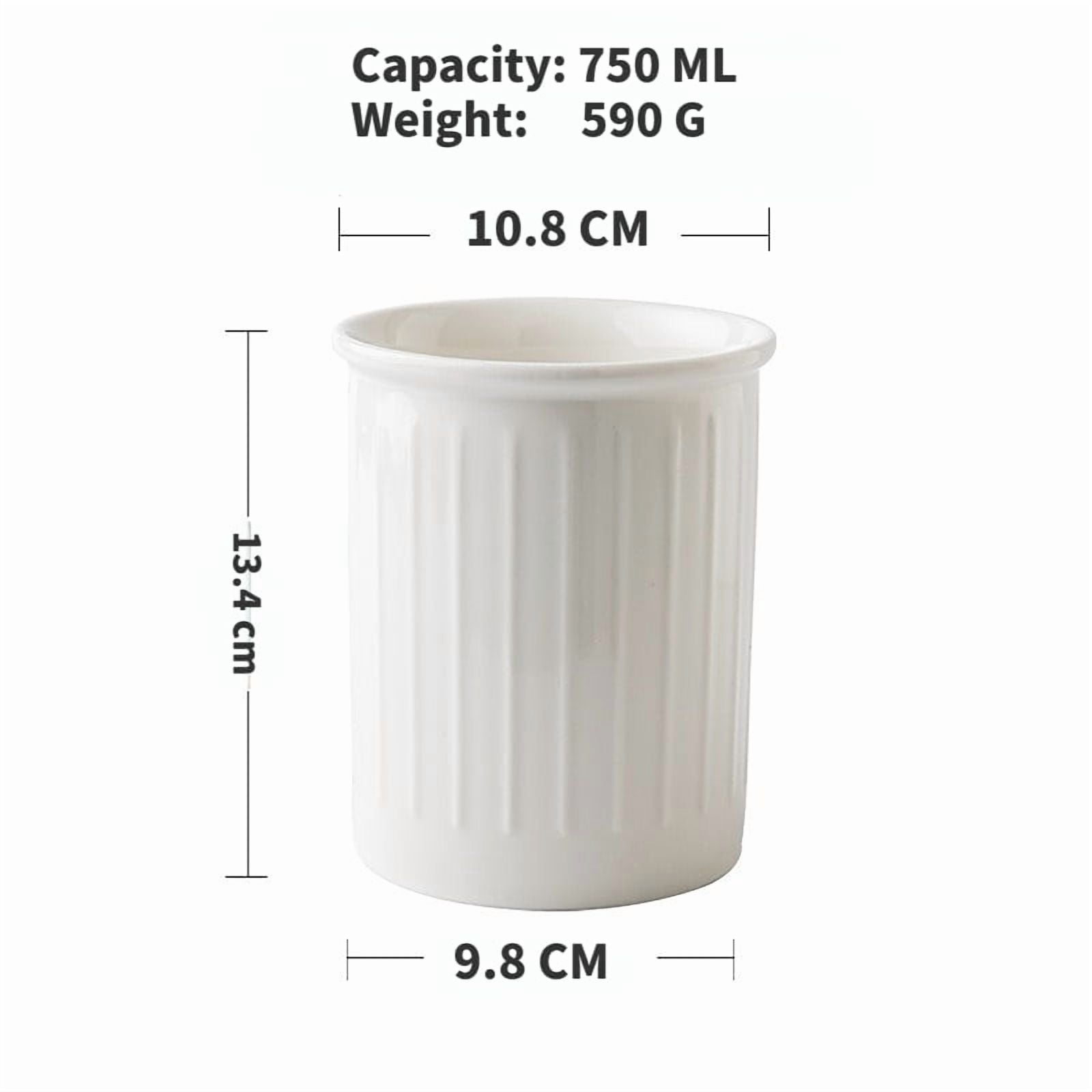 Ceramic Utensil Holder for Kitchen Counter – Large White Utensil Crock for Spoons, Forks & Cooking Tools, Modern Farmhouse Countertop Organizer
