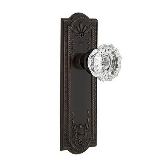 Nostalgic Warehouse Meadows Plate Privacy Crystal Glass Door Knob in Timeless Bronze