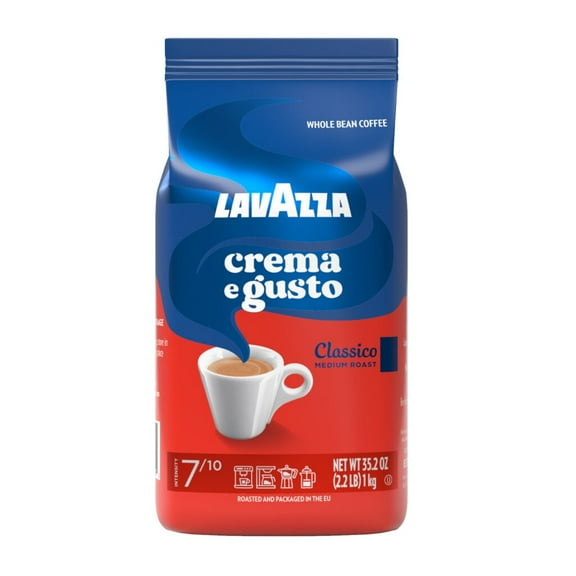 Lavazza Crema e Gusto Whole Bean Coffee, Medium Roast, Arabica and Robusta Blend, 2.2 lb Bag