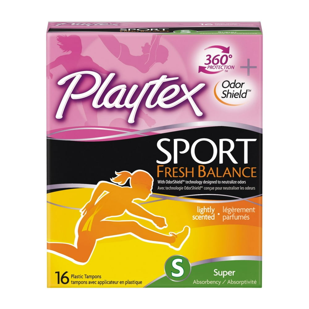 Playtex Sport Fresh Balance Plastic Tampons, Scented, Super, 16 Ct