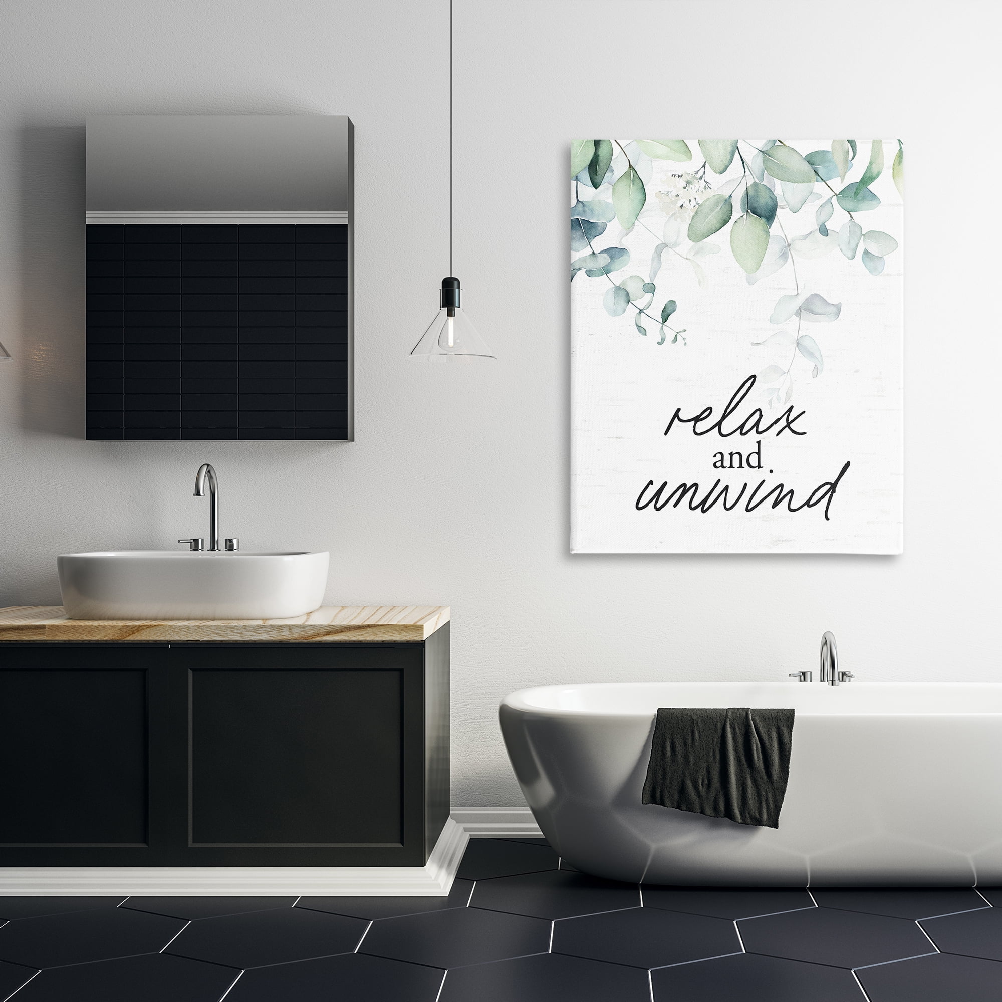 Relax And Unwind Herb Leaves Canvas Wall Art, design by Lettered and Lined