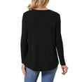 thumbnail image 3 of INSPIRE CHIC Women's Long Sleeve Crew Neck T-Shirt Comfortable Stylish Top Daily Causal Wear L Black, 3 of 6