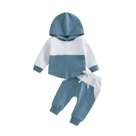 

Toddler Boy Clothes Patchwork Sweatshirts Long Sleeve Tops and Pants Outfit Fall Winter Baby Boy Hooded Clothe Set