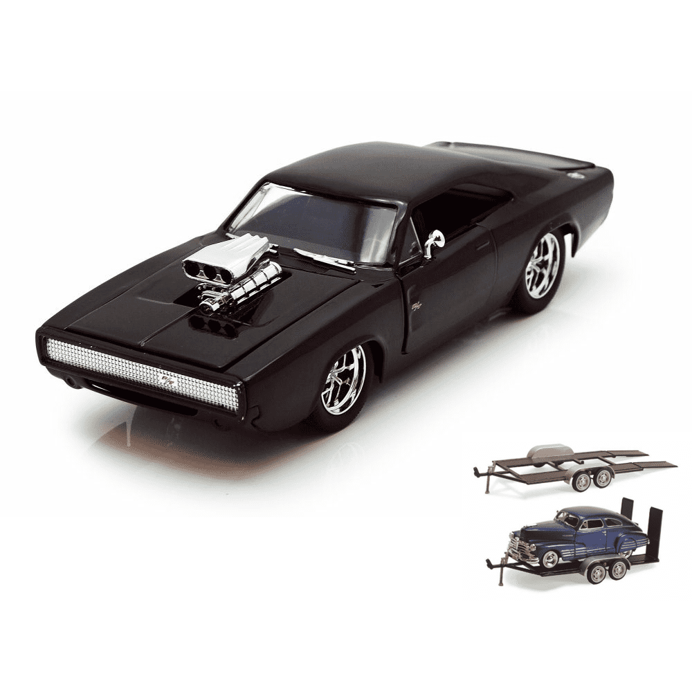 Diecast Car & Trailer Package - Dom's 1970 Dodge Charger R/T, Black ...