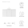 thumbnail image 3 of Sink Vanity Cabinet, Wall Mount, White, Ceramic, Melamine, Modern Contemporary, Hotel Bedroom Bathroom Master Suite Guest, 3 of 9