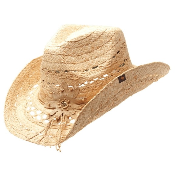 Peter Grimms's Women's Mallorie Straw Coastal Open Weave Western Cowboy Hat