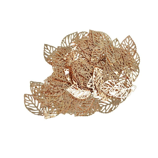 100pcs Craft Supplies Leaf Charm Colgante para , Accesorios de Fabricación para DIY - oro and rosa, 23mm BLESIY Collar pendiente
