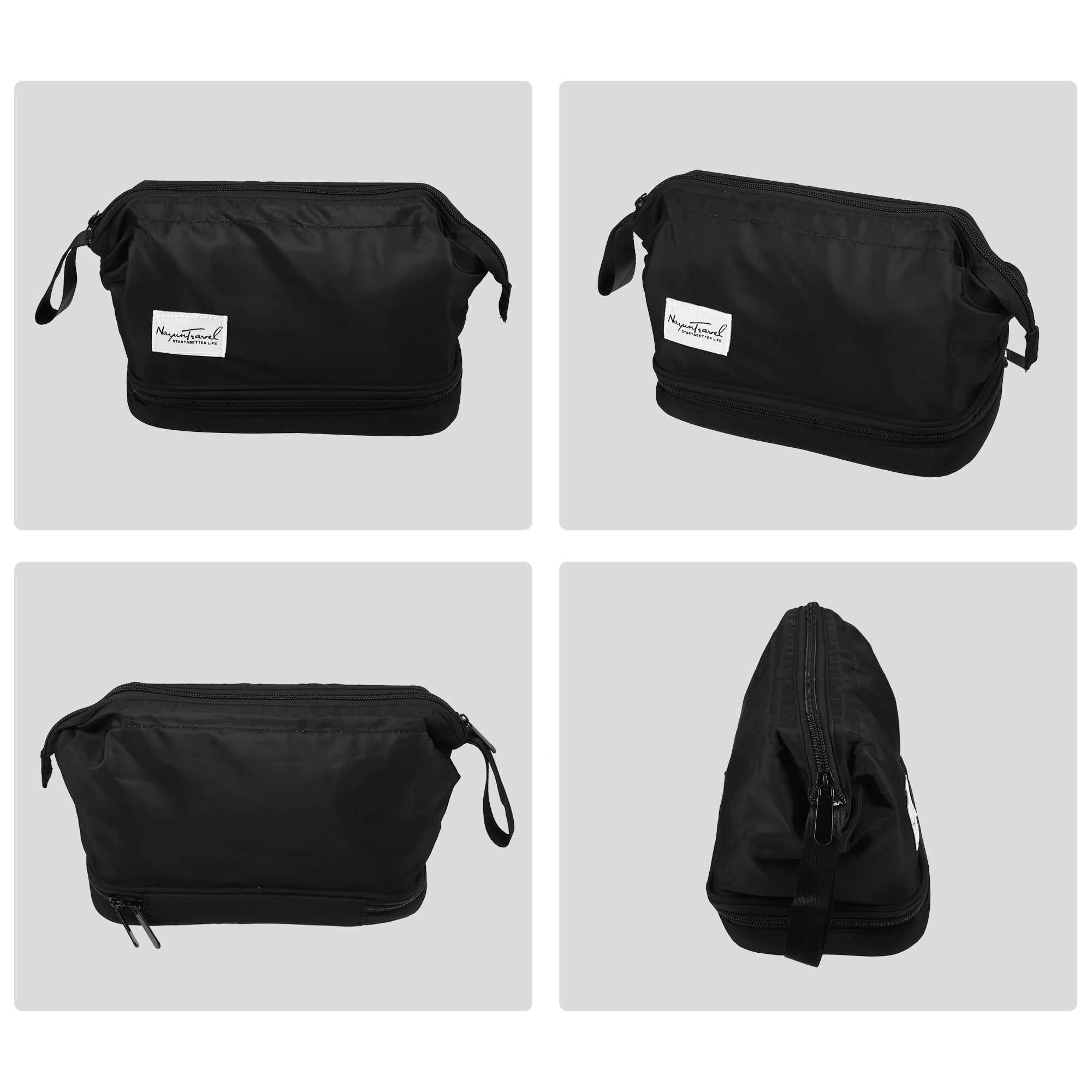 Unique Bargains Floral Makeup Bag Zipper Flower Cosmetic Pouch Black