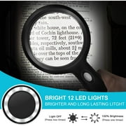 Ausyst Office Supplies 2023 10 x Handheld Illuminated Magnifying Glass 12 LED Lights Seniors Magnifying Lens on Clearance