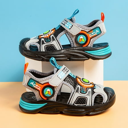 

kpoplk Girls Sandals Summer Boys Girls Sandals Kids Toddler Casual Walking Shoes Slides Sandals Unisex Children Cute Sandals(Blue)