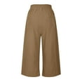 thumbnail image 4 of ameIAEA Womens Wide Leg Capri Pants Elastic Waist Drawstring Cropped Trousers with Pockets, 4 of 7