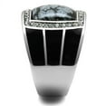 thumbnail image 4 of Mens Ring Rectangular Black Grey Stainless Steel Ring with Semi-Precious Snowflake Obsidian in Jet, 4 of 7