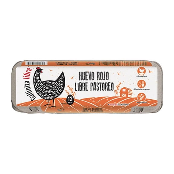 Huevo rojo Gallinita Libre libre pastoreo 12 pzas