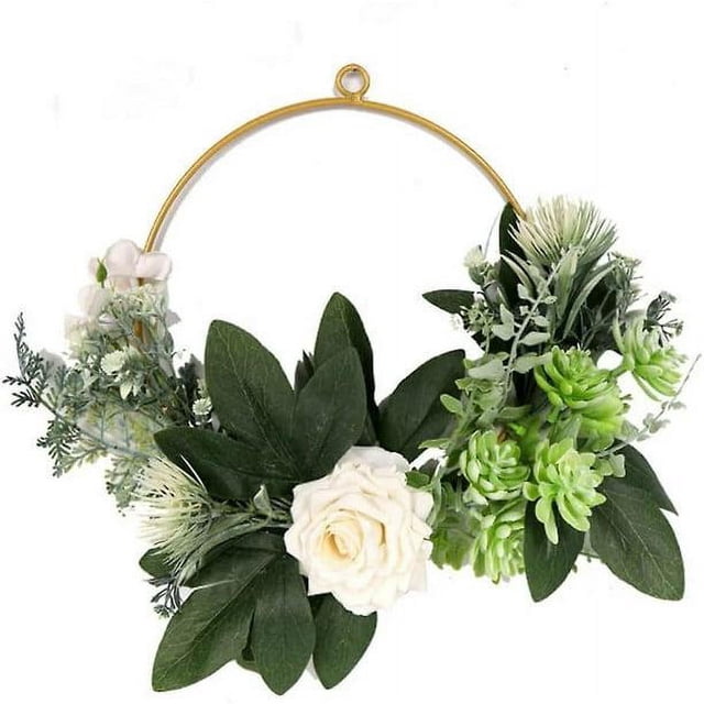 Spring Summer Door Wreath, Artificial Door Wreath Green Leaf Wreath, Wreaths For Front Door, Decorated Wreath Hanging Wreath Artificial Flower Roses