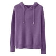 thumbnail image 4 of Womens Sweater Hoodies Soft Cotton Knitted Tops Plain Pullover Drawstring Hooded Sweatshirts Long Sleeve Clothes (M, Purple), 4 of 7