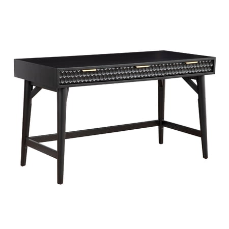 Writing Desk with 3 Drawers and Wooden Frame Black