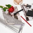 thumbnail image 5 of Bolso de noche tipo clutch JM plateado con lentejuelas brillantes para mujer, 5 of 5