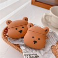 thumbnail image 5 of Funda de silicona suave de dibujos animados compatible con AirPods 2 y 1, funda protectora linda y divertida a prueba de golpes (Osito de ojos), 5 of 5