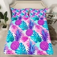 thumbnail image 2 of jejeloiu Pineapple Queen Sheet Sets,Tropical Monstera Leaf Flat Sheet,Watercolor Ombre Queen Fitted Sheet For Teens,Breathable Home Decor,4pcs, 2 of 7