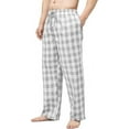 thumbnail image 2 of Bintangor Men's Pajama Pant 100% Woven Cotton Plaid Sleep Elastic Waistband Lounge Wear Long Pjs Grey/White M, 2 of 3