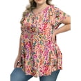 thumbnail image 3 of Mengpipi Womens Plus Size Tops Criss Cross V Neck Short Sleeve Summer Casual Blouses, Light Gray-1X, 3 of 10