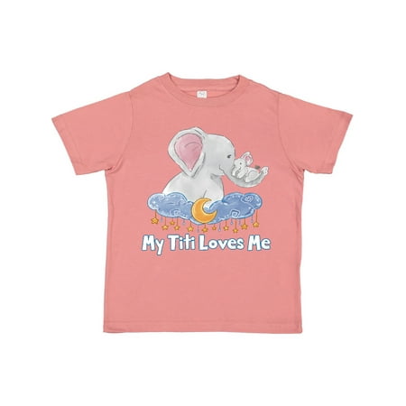 

Inktastic My Titi Loves Me Cute Elephants Clouds Moon and Stars Gift Toddler Boy or Toddler Girl T-Shirt