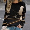 thumbnail image 2 of Abstract Flowers Womens Casual Crewneck Sweatshirt Long Sleeve Tops Cute Pullover Loose Fit, 2 of 7