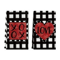 Sm:)e XOXO Valentine Kitchen Dish Towels Buffalo Plaid Set of 2, 18 x 26 Inch