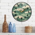 thumbnail image 3 of Yayeee Wall Clock Battery Operated 9.5" Silent Quartz Non-Ticking for Living Room Decor, Green Wave Pattern, 3 of 8