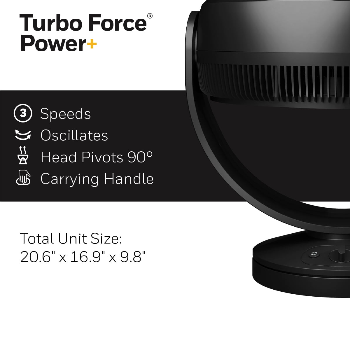 Honeywell 20” Black Turbo Force Power + Oscillating Floor Fan, HPF870BWM