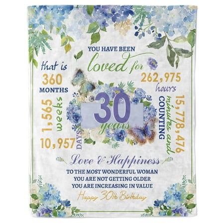 HiiKaa Happy 30th Birthday Gifts for Her Women 30 Year Old Birthday Gift You Have Been Loved Birthday Throw Blanket 60″x50″