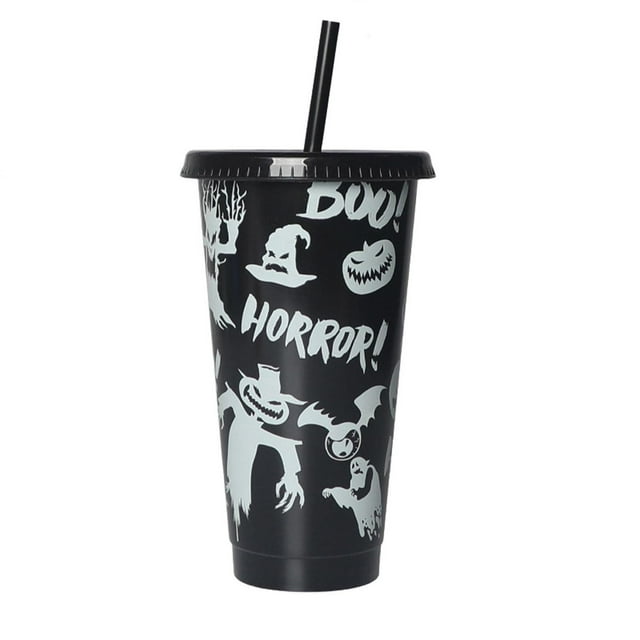Halloween Plastic Cups With Lids And Reusable Color Changing Cups For Adults And Kids To Go Summer Cups For Party And Travel