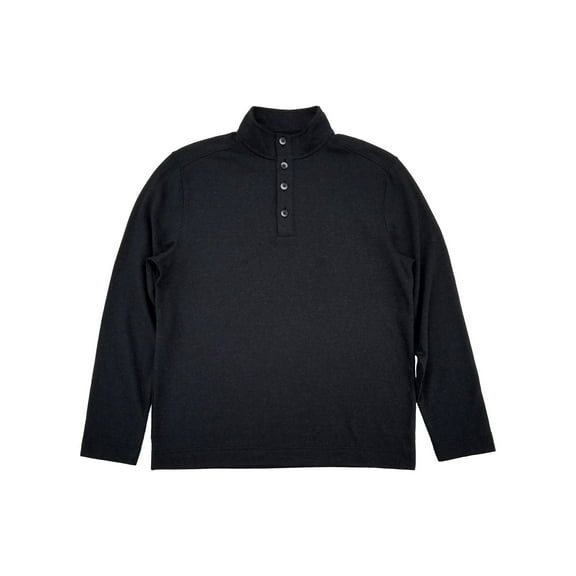 Van Heusen Mens Black Never Tuck Classic-Fit Buttoned Mock Neck Pullover S